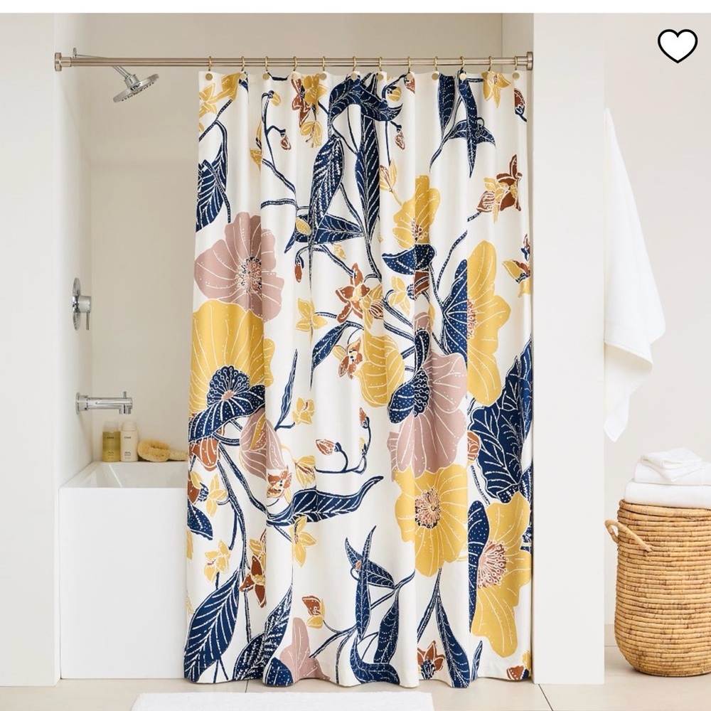 West Elm Botanical Shower Curtain - Yellow, Blue, and Pink